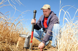 kris brye in field for soil samples